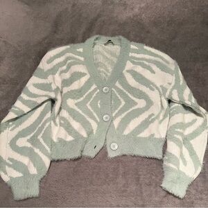 Green cropped cardigan